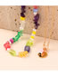 Fashion Color Alloy Colored Crushed Stone Beaded Disc Double Layer Necklace
