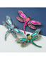 Fashion Green Alloy Diamond Dragonfly Brooch