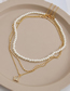Fashion Gold Geometric Crystal Butterfly Pearl Beaded Multilayer Necklace