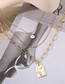 Fashion Gold Alloy Embossed Face Multilayer Necklace