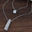 Fashion Silver Color Strip Shape Pendant Decorated Simple Double Layer Necklace