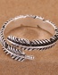 Fashion Silver Color Feather Shape Design Opening Ring