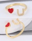 Fashion Gold Color Heart Shape Decorated Opening Ring