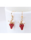 Fashion Gold Color+red Strawberry Shape Decorated Earrings