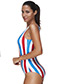 Sexy Multi-color Stripe Pattern Decorated Backless Bikini
