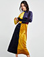Fashion Navy+yellow Color-matching Decorated Dress