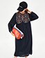 Fashion Navy Embroidery Flower Shape Decorated Dress