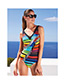 Sexy Multi-color Strip Shape Decorated Swimwear