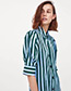 Fashion Green+white Stripe Pattern Decorated Shirt