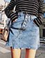 Fashion Blue Button Decorated Skirt
