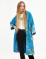 Fashion Blue Flower Pattern Decorated Coat