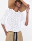 Fashion White Round Neckline Design Pure Color Blouse
