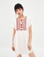 Fashion White Embroidery Design Round Neckline Dress