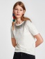 Fashion White Round Neckline Design Short Sleeves Blouse