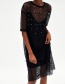 Fashion Black Pearls Decorated Hollow Out Dress