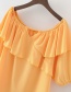 Fashion Orange Pure Color Decorated Blouse