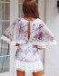 Fashion White V Neckline Design Flower Pattern Dress