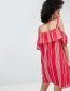 Fashion Red Stripe Pattern Decorated Dress