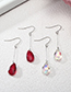 Fashion Red+silver Color Water Drop Shape Decorated Earrings