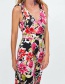 Fashion Multi-color Flower Pattern Decorated V Neckline Jumpsuit