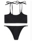 Sexy Black Pure Color Design Suspender Bikini