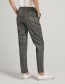 Fashion Dark Gray Grid Pattern Decorated Long Pants