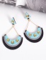 Fashion Blue+black Semicircle Shape Design Earrings