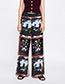 Fashion Black Flower Pattern Decorated Pants