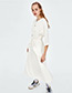 Fashion White Pure Color Decorated Long Sleeves Dress