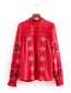 Fashion Red Geometric Pattern Decorated Shirt