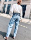 Trendy Blue Color Matching Design Long Pants