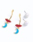 Fashion Red+blue Lips Shape Decorated Earrings