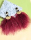 Fashion Claret Red Feather Shape Decorated Earrings