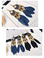 Fashion Navy Leaf Decorated Earrings