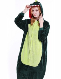 Trendy Green Dinosaur Shape Decorated Siamese Pajamas