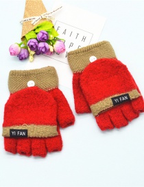 Fashion Red Letter Clap Color Matching Five-finger Gloves