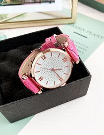Fashion Rose Red Alloy Pu Electronic Watch