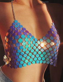 Fashion Color Round Sequins Geometric Chest Chain