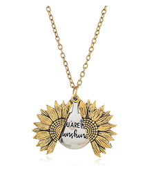 Fashion Golden Alphabet Sunflower Beetle Alloy Necklace
