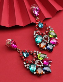 Fashion Color Multi-layer Drop-shaped Alloy Diamond Earrings