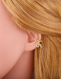 Fashion Golden Zircon Serpentine Earrings With Diamonds