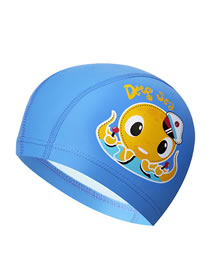 Fashion Blue Octopus Childrens Swimming Cap With Car Dolphin Animal Print
