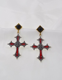 Fashion Black Cross Diamond Earrings