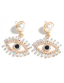 Fashion Ab Color Alloy Diamond Pearl Acrylic Eye Earrings