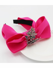 Fashion Red Fabric Bow-knot Flower-studded Wide-brimmed Headband
