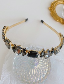 Fashion Dark Grey Geometric Alloy Thin-edged Headband With Glass Diamonds
