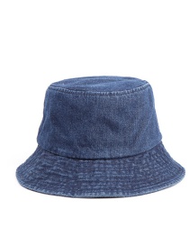 Fashion Dark Blue Denim Solid Color Light Board Big Edge Shade Fisherman Hat