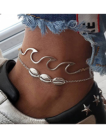 Fashion Silver Color Wave Shell Two-piece Anklet