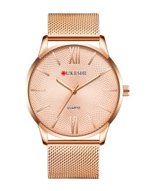 Fashion Rose Gold With Rose Gold Noodles Large Dial Ultra-thin Alloy Quartz Mens Watch