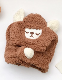 Fashion Brown Sheep Hat Circumference Is About 48cm-54cm Lamb Wool Sheep Children Hat And Scarf One